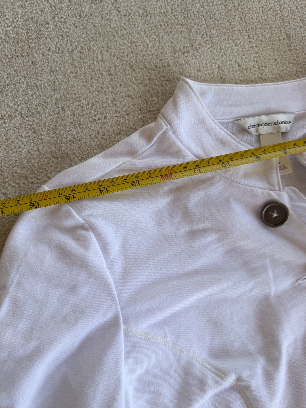 Christopher & Banks White Ruffle-Trim Button Jacket - Picture 7 of 12